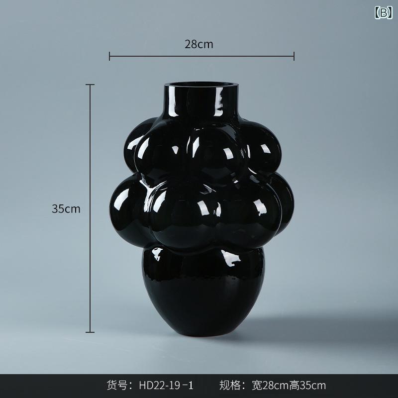 ガラス 花瓶 フランススタイル 雲モチーフ ブラック フラワーベース リビング ティーテーブル 飾り 高級感 アート インテリア雑貨 軽奢 ルーム 置物 透明ガラス モダンの商品画像 2