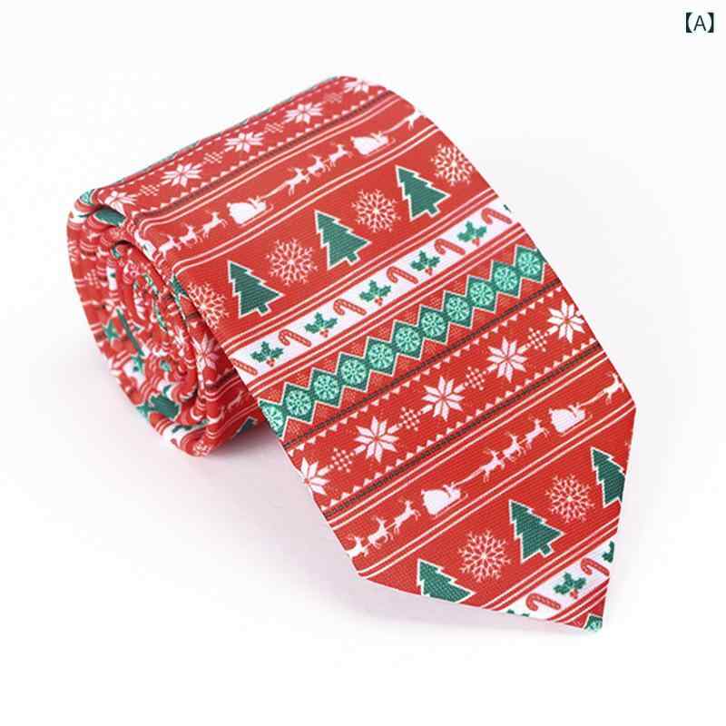 ネクタイ メンズ クリスマス柄 ポリエステル プリント サンタクロース クリスマスツリー トナカイ プレゼント 冬用 かわいい フォーマル パーティー向き