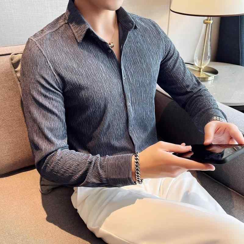 シャツ メンズ 長袖 ビジネス スリムフィット 高級感 トレンド ブリティッシュスタイル カジュアル フォーマル 正装 修身デザイン 職業..