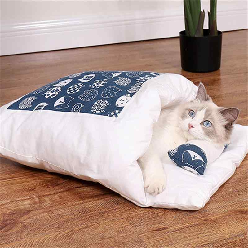 ペットベッド 猫犬用 冬用 暖かい 密閉式 寝袋型 取り外し洗濯可 保暖 ふかふか 室...