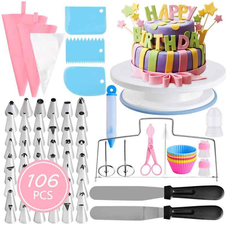 Bread Making Sets - ケーキ デコレーション ツール セット 回転台 付き 絞り袋 デコレーション 用品 ベーキング 道具 お菓子作り キッチン 用品 家庭用 軽量 コンパクト 収納 簡単 高品質 ステンレス 耐久性 デザイン