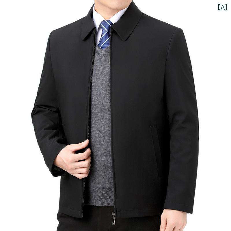 ジャケット メンズ 男性用 中高年 シニア 紳士服 春秋用 ビジネス カジュアル 事務用 通勤用 アウター 上着 ゆったり 大きいサイズ 体型カバー 高齢者向け 落ち着いた デザイン 高級感 素材感 シンプル 無地 立ち襟 防性 快適 動きやすい 普段 laonschoise-11556807 LAONsChoice サンプル画像2