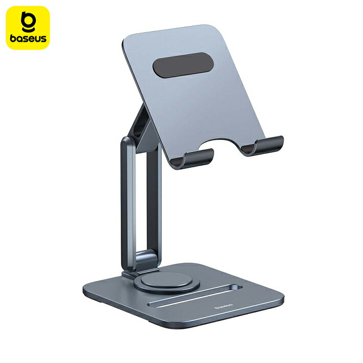 Baseus タブレット スタンド アルミ製 iPad スタンド タブレットとスマホに兼用 角度調整可能 タブレット ホルダー, 卓上縦置きスタンド, タブレット置き台 折りたたみ式