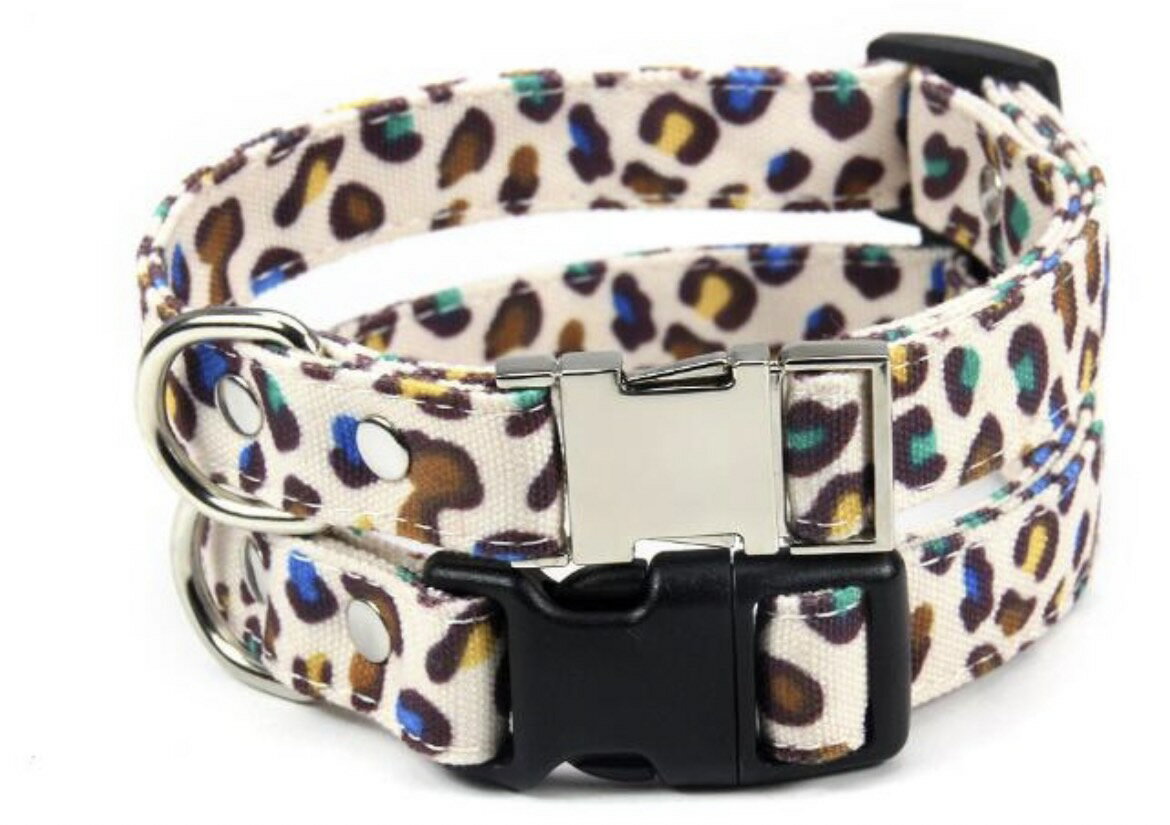 犬 首輪 レオパード ヒョウ柄 リードとお揃い可 定形外発送 送料無料!! ペット用品 お出かけグッズ
