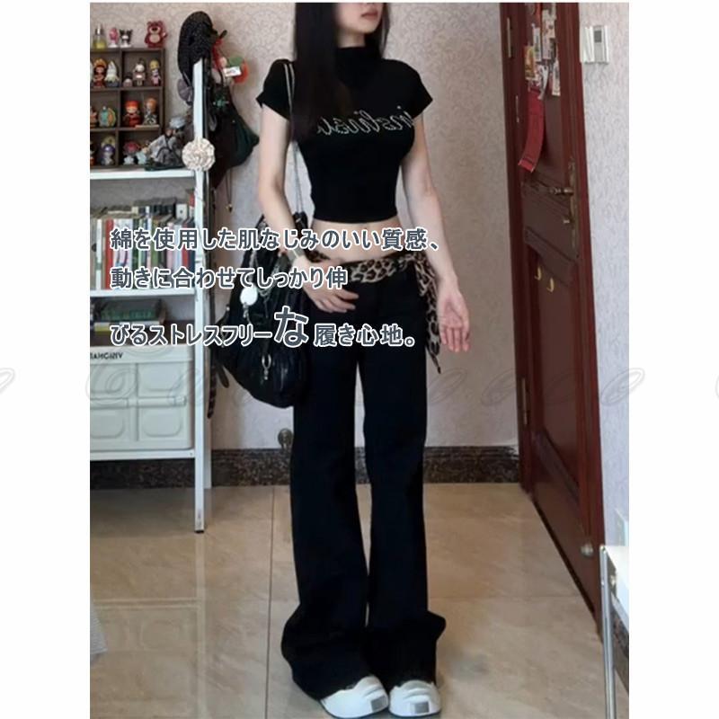 フレアパンツ ベルボトム ブーツカット デニムパンツ スキニーパンツ スキニーデニム ジーンズ ボトムス レディース ビンテージ ロング丈 ローウェスト