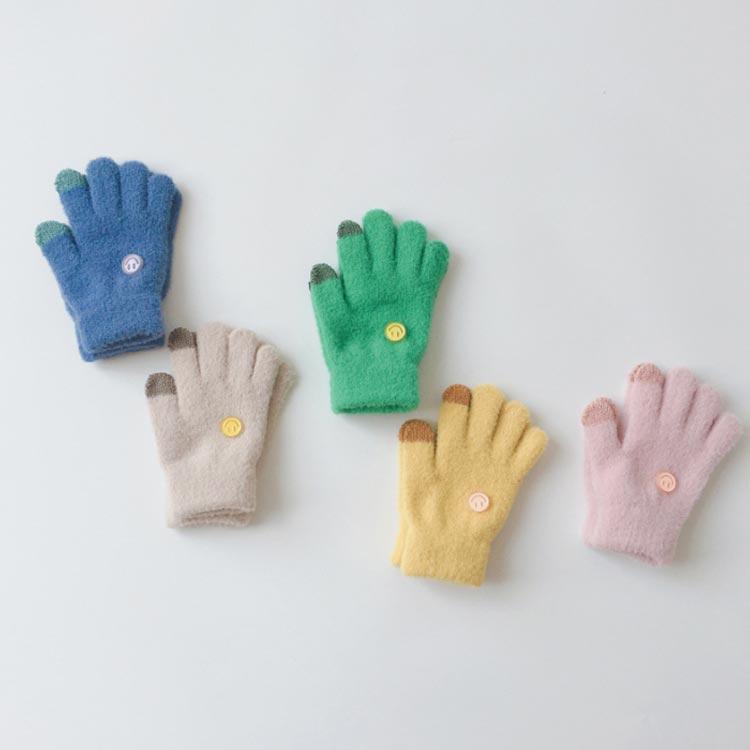 手袋 キッズ 子供 防寒 ふわふわ もこもこ スマホ あったか 女の子 男の子 可愛い シンプル おしゃれ 雪遊び グローブ 手ぶくろ 5本指 プレゼ 3