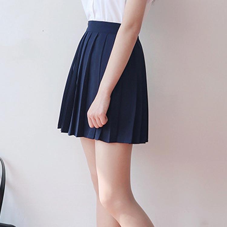 制服 スカート 43/60/75cm 選べる3丈 スクールスカート 黒 紺 高校生 女子高生 学生服 ウエストゴム 夏用 ミモレ丈