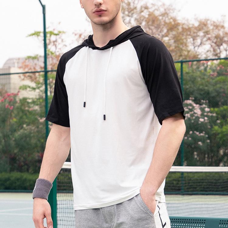 パーカー メンズ プルオーバーパーカー 半袖 ラグランスリーブ 配色 パーカ トップス 無地 夏物パーカ..