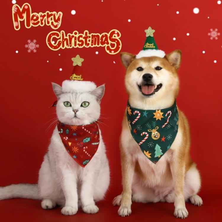 【2点セット】 サンタ帽子 クリスマスウェア 犬 クリスマスコスチューム クリスマス サンタスタイ ペッ..