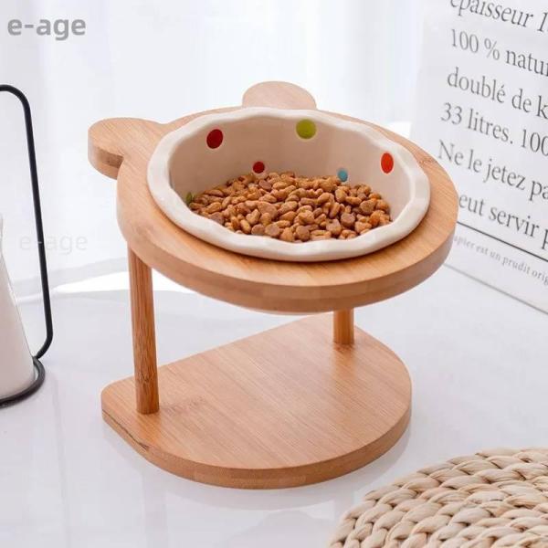 樂天商城 - 犬用 猫用 食器台 木製 陶器 フードボウル フードボール フードスタンド 食器スタンド 犬用猫用 ペット用 おしゃれ かわいい 食事台 食器台 ご飯