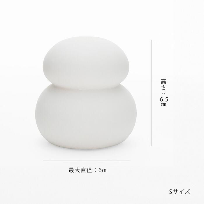鏡餅のオブジェとしても使える 半磁器のLEDライト 雪だるま 電池付き 帽子付き 橙...
