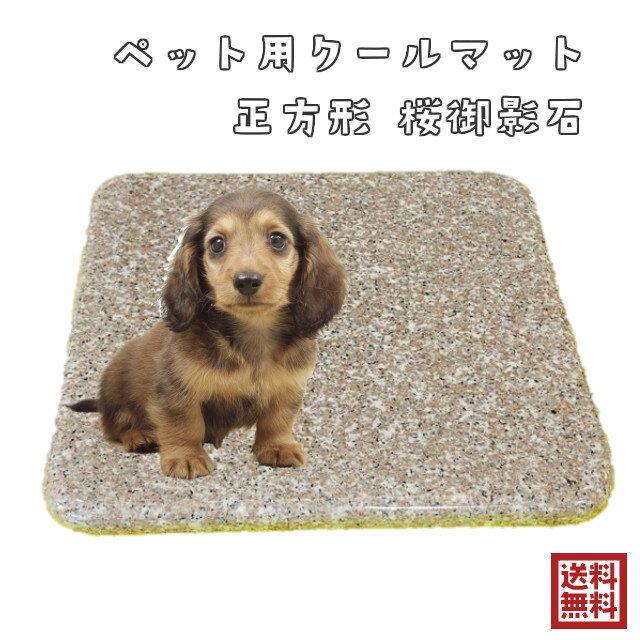 クールマット ペット ひんやり マット 正方形 石製 桜御影石 ピンク 大理石 名前彫刻 犬 猫 ワンちゃん ネコちゃん うさぎ 夏 省エネ エコ 水洗いOK 送料無料 【coolbed_d19】