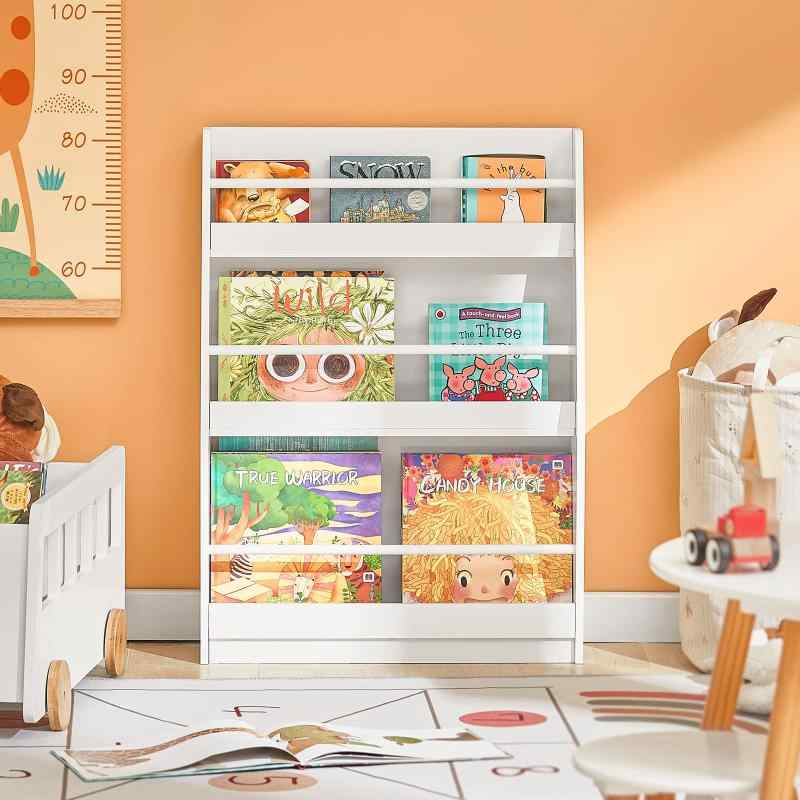 SoBuy 本棚 絵本棚 絵本ラック 子供用本棚 絵本だな 幅58×奥行き18×高さ81cm かわいい おしゃれ キッズ マンガ 雑誌収納 マガジンラック 絵本収納 子供用シェルフ 収納ラック 子ども家具(KMB45- [2]