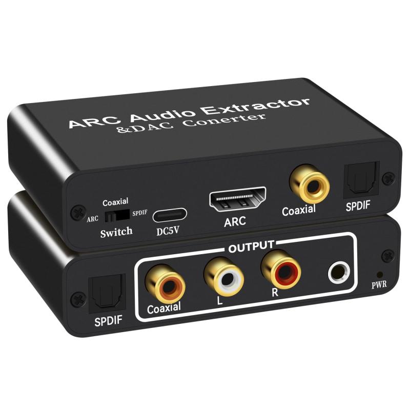HDMI eARC/ARCアダプター Audio Extractor HDMI eARC/ARC音声分離器 光デジタル/SPDIF+同軸+3.5mm出力 192KHz対応 音声分離 対応 テレビ用 サウンドバー/アンプ/スピーカー対応