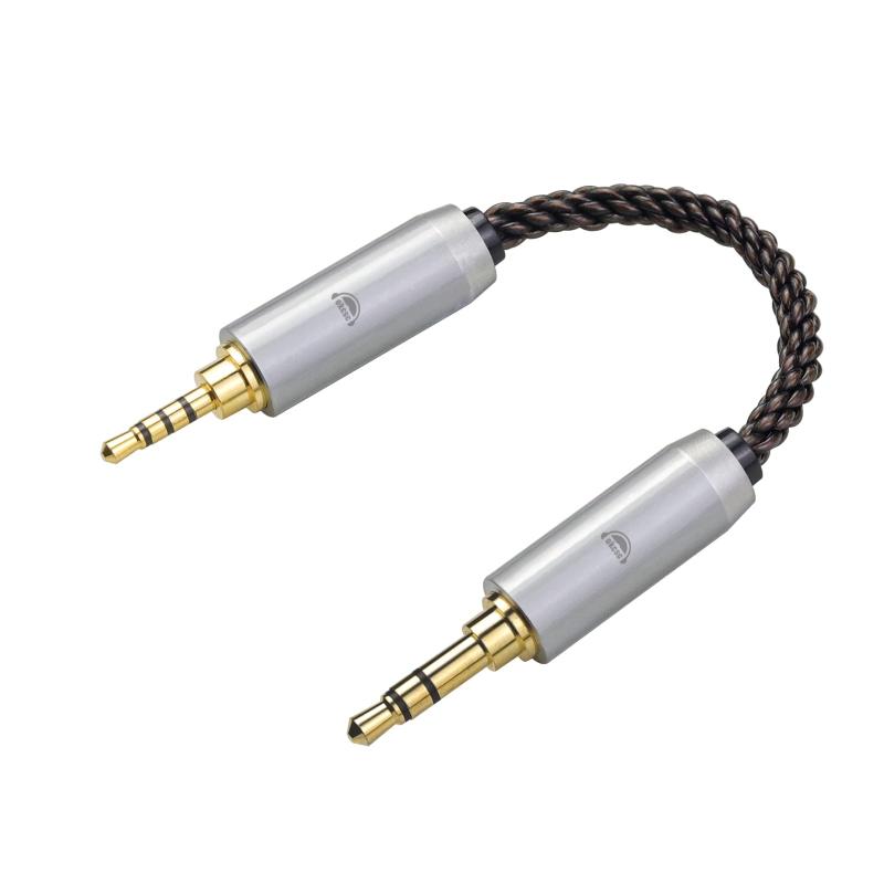 樂天商城 - okcsc AU8 オーディオケーブル ステレオミニプラグ AUXケーブル 両側オスオス 4.4mm(オス)→3.5mm 4極(オス) 8芯 OFC 金メッキ スマートフォン、アンプ、オーディオプレーヤー等に適用 約15cm