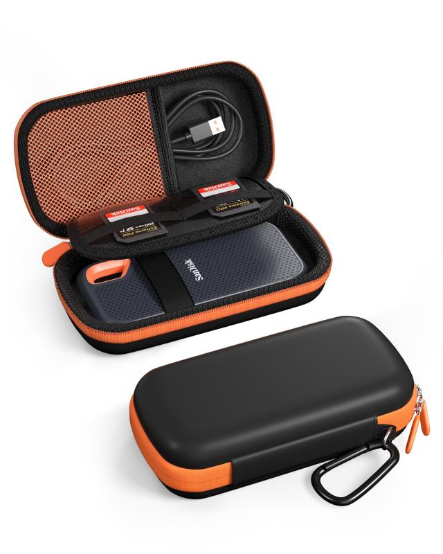 ProCase SanDisk ポータブル SSD/エクストリーム ポータブル エクストリーム Pro 外付け SSD 500GB 1TB 2TB 4TB 8TB用 ハード 収納 ケース EVA耐衝撃 トラベルケース SDカード対応