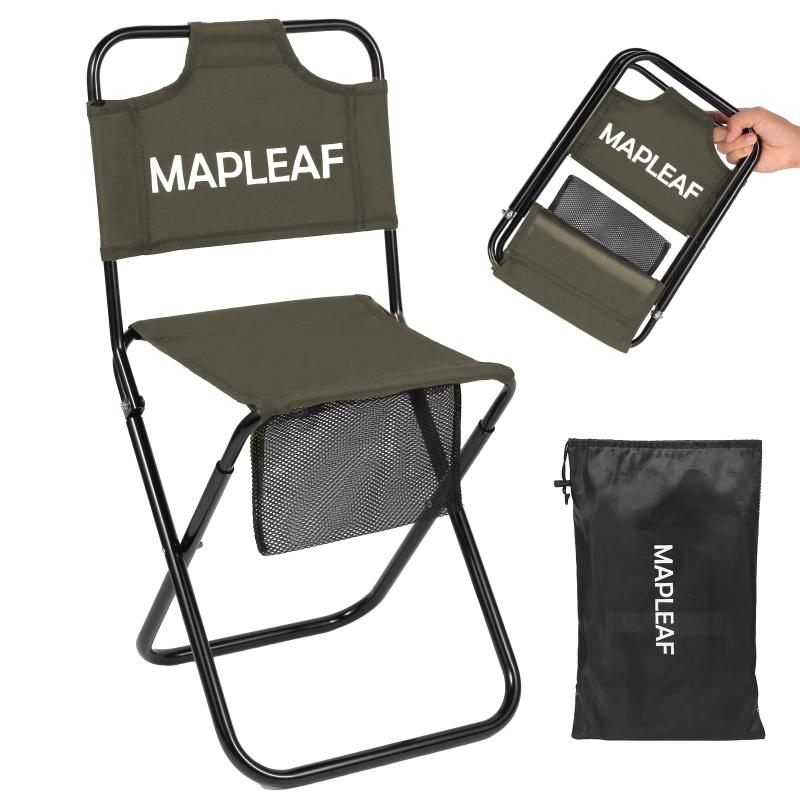 Mapleaf アウトドアチェア 折りたたみ椅子 背もたれ コンパクト 超軽量 耐荷重75kg 1秒収納 収納バッグ付き 持ち運び 携帯便利 釣り バーベキュー 登山 キャンプ ピクニック お花見