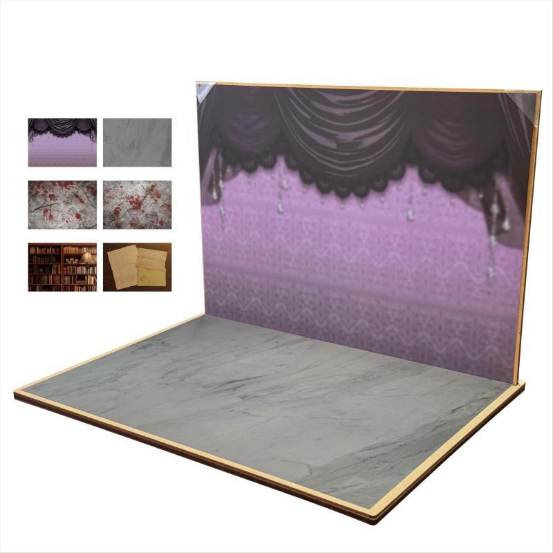 テーブルフォトブース【ハロウィン002】 商品撮影パネル＋背景紙3セット ミニスタジオ 防水 小物 アクセサリー 雑貨(2.0)