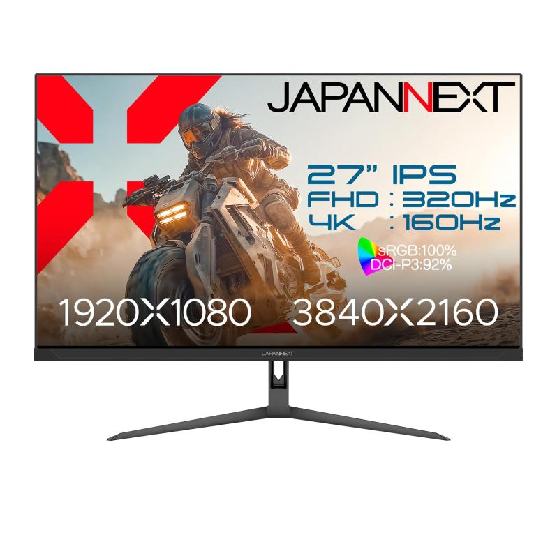 【ECサイト限定】 JAPANNEXT 27インチ IPSパネル搭載 Dual Frame Rate(4K:160Hz/フルHD:320Hz)対応 4K(3840x2160)解像度 ゲーミングモニター JN-IPS27G1632UF 0.5ms(MPRT) HDMI2.1 PS5 4K:120Hz接続 【2年保証】PCモニター 液晶モニター パソコンモニター ジャパンネクスト