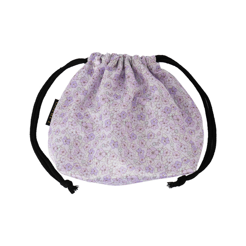 LIRICO リリコ 巾着ポーチ 中 マチ付き Floral Purple フローラル・パープル 通学 通園
