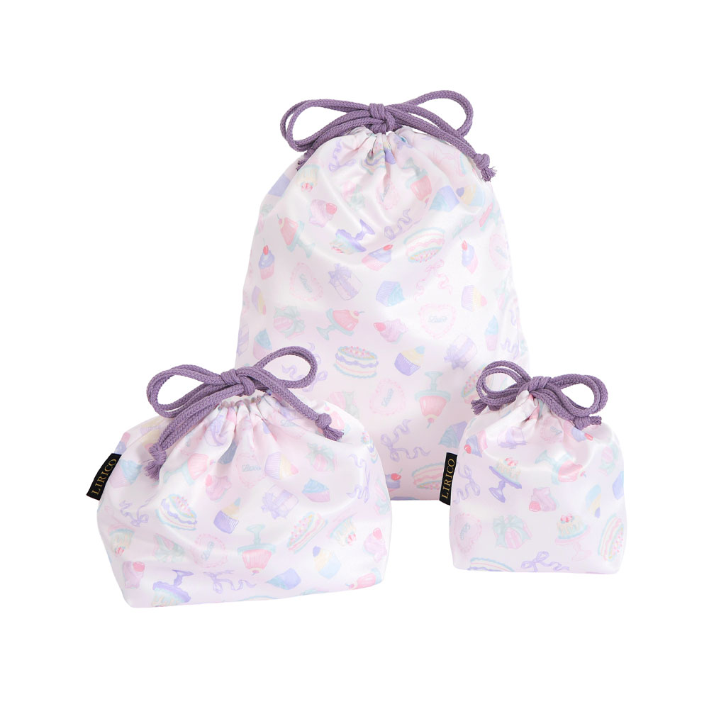 Drawstring Bags - LIRICO リリコ 巾着ポーチ 大中小 3点セット Melty メルティー 通学 通園 送料無料
