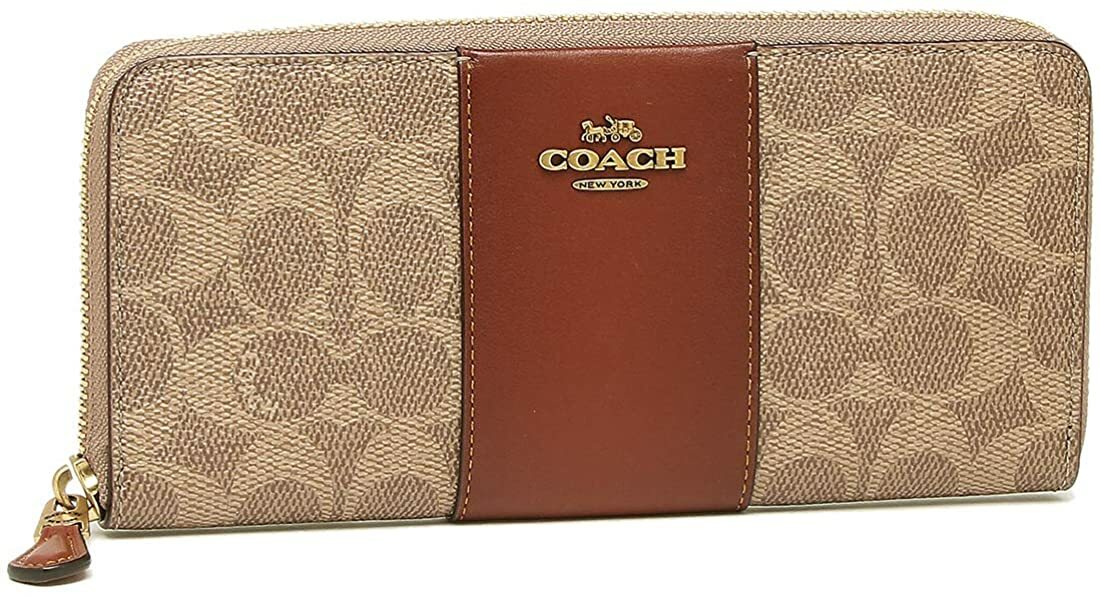 COACH 長財布 73739-B4NQ4　コーチ　レディース シグネチャー ストライプ ベージュ ライトブラウン　小銭入れ プレゼント 誕生日 並行輸入品 ミニ財布　　プレゼント　記念日　アニバーサリー