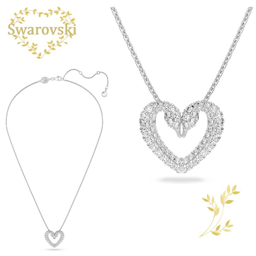 SWAROVSKI ネックレス5625533 スワロフスキー Swarovski Una ペンダント ハート, 中, ホワイト, ロジウム・プレーティング レディース　シルバー　プレゼント　誕生日　記念日　アニバーサリー　ラグジュアリー 並行輸入品