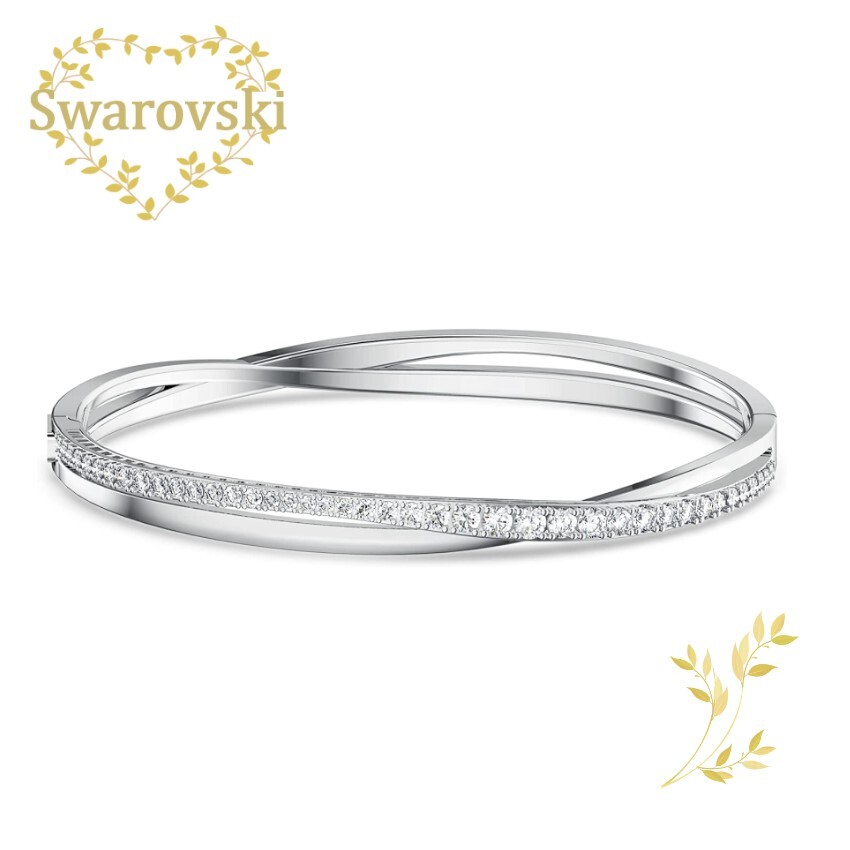 SWAROVSKI　バングル　5565210　スワロフスキー TTwist バングル　ホワイト, ロジウム・プレーティング　Mサイズ　シルバー　レディース クリスタル　プレゼント　アニバーサリー　誕生日　記念日　並行輸入品