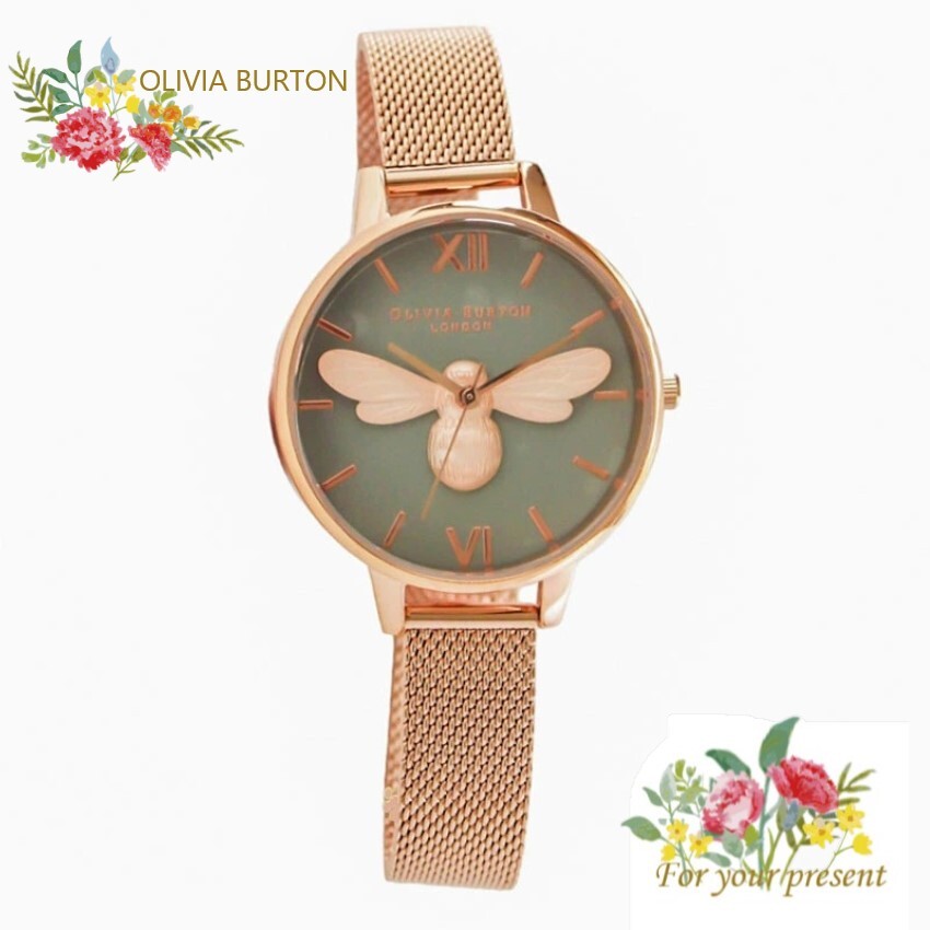 OLIVIA BURTON 腕時計 OB16FB10 オリビアバートン デミダイヤル(34mm)　ラッキー ビー グレー ダイヤル..