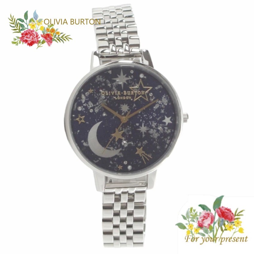 OLIVIA BURTON オリビアバートン OB16GD64 セレスティアル ネイビーサンレイ ゴールド シルバー ブレスレット 34mm レディース 並行輸入品 プレゼント 記念日 クォーツ