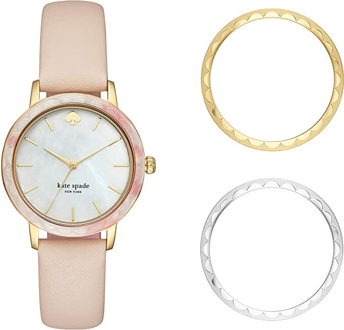 Kate Spade 腕時計 KSW1520B　ケイトスペード　リストウォッチ レディース クオーツ 防水 METRO　morningside 3種類スカラップトップリング　ピンク　ゴールド シルバー　フェミニン ファッションウォッチ ビジネスシーン デイリー プレゼント 並行輸入品