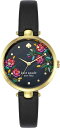 Kate Spade 腕時計 KSW1769　ケイトスペード　リストウォッチ レディース クオーツ 防水　 HOLLAND ホランド 34mm　ブラックベルト　バラ　フェミニン ファッションウォッチ ビジネスシーン デイリー プレゼント 並行輸入品 その1