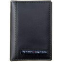 【アウトレット】TOMMY HILFIGER　名刺入れ 31TL20X026-001　トミーヒルフィガー カードケース　シンプル ブランドロゴ 　ブラック　レザー ビジネス　収納性　並行輸入品　プレゼント