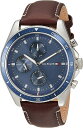 トミーヒルフィガー TOMMY HILFIGER 腕時計 1791837　トミー ヒルフィガー PARKER 44mm　Multi-Function ブルー シルバー　　並行輸入　ブラウンレザーベルト　プレゼント　メンズ 　スポーティ ビジネス 　記念日　クォーツ