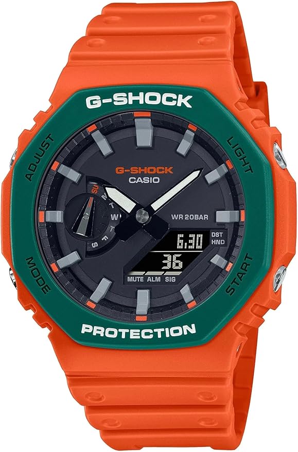 カシオ 腕時計 メンズ G-SHOCK ブラック グリーン オレンジ GA-2110SC-4A CASIO