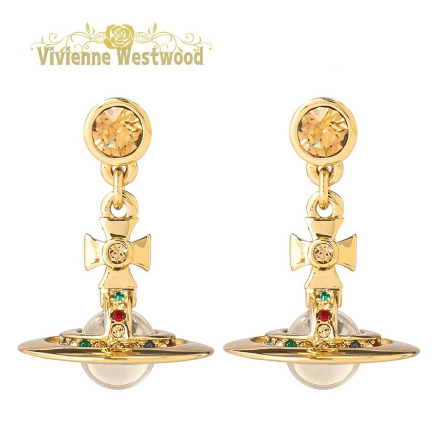 Vivienne Westwood　ピアス　62020032-R001　NEW PETITE ORB ニュー プチ オーブ ゴールド レディース スタッズ　ラインストーン　クロスデザイン　シンプル　並行輸入品　プレゼント 記念日 誕生日 アニバーサリー