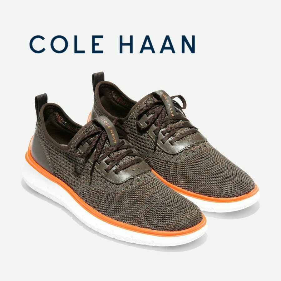 COLE HAAN C32403-JP25　コールハーン 7.5サイズ　メンズ 靴 オックスフォード　ジェネレーション ゼログランド スティッチライト　スポーティ ブラック オリーブ ニット / バイブラント オレンジ / オプティック ホワイト　25cm　ビジネス　記念日　プレゼント