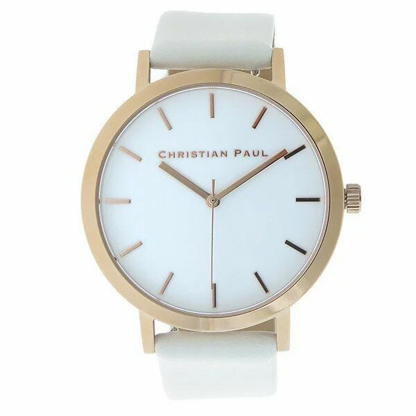 Christian Paul　腕時計　レディース ゴールド ホワイト　43mm-RWR4303　WHITE 白　レザーベルト　シンプル時計 ペアウォッチ 並行輸入品 プレゼント　記念日　クォーツ　防水
