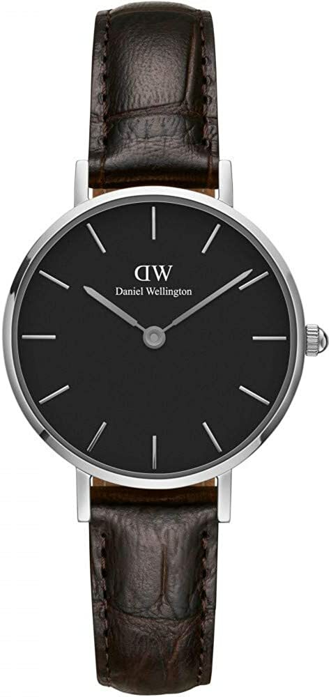 Daniel Wellington 腕時計　DW00100238　ダニエルウェリントン Classic Petite York 28mm クラシック　ペティット ヨーク　シルバーケース ブラック型押しベルト　アナログ　ビジネス　ユニセックス　記念日　プレゼント　並行輸入品