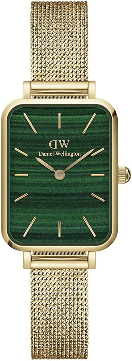 Daniel Wellington 腕時計　DW00100561　ダニエルウェリントン QUADRO PRESSED EVERGOLD　レディース ウォッチ グリーンスクエア　北欧　ゴールドメッシュベルト　ゴールドケース　アナログ　ビジネス　記念日　プレゼント　並行輸入品