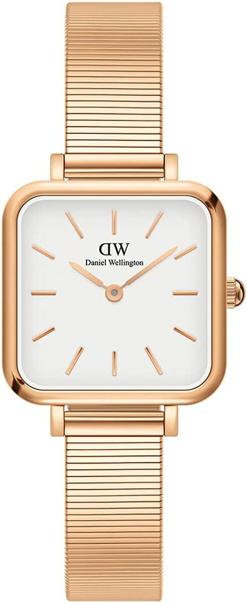 Daniel Wellington 腕時計　DW00100517　ダニエルウェリントン QUADRO STUDIO　22mm×22mm　レディース ウォッチ ローズゴールド スクエア　北欧　ゴールドメッシュベルト　ローズゴールドケース　アナログ　ビジネス　記念日　プレゼント　並行輸入品