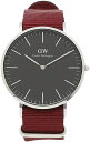 Daniel Wellington 腕時計 DW00100270 ダニエルウェリントン CLASSIC ROSELYN クラシック ロズリン 40mm メンズ レディース 並行輸入品 北欧 ブラックフェイス レッドベルト シルバーケース アナログ ユニセックス 記念日 プレゼント