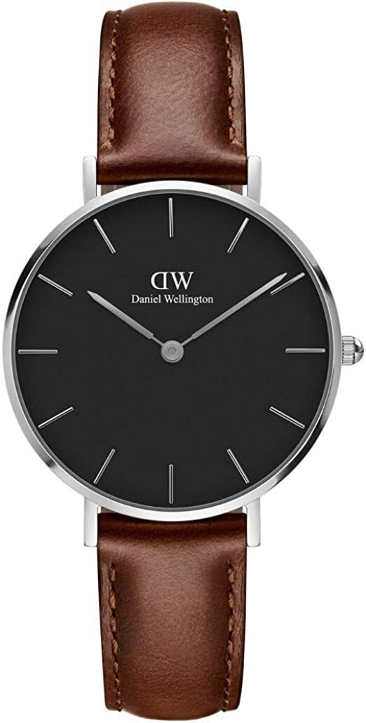 ダニエル・ウェリントン 腕時計(就活向き) メンズ Daniel Wellington 腕時計　DW00100181　ダニエルウェリントン メンズ レディース　ウォッチ 　 北欧　32mm Classic Petite Black　ブラウンベルト　シルバーブラック　アナログ　スポーティ ビジネス　ユニセックス　記念日　プレゼント　並行輸入品