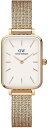 Daniel Wellington 腕時計　DW00100431　ダニエルウェリントン QUADRO PRESSED MELROSE　レディース ウォッチ ローズゴールド スクエア　ホワイト　北欧　ゴールドメッシュベルト　ローズゴールドケース　アナログ　ビジネス　記念日　プレゼント　並行輸入品 その1