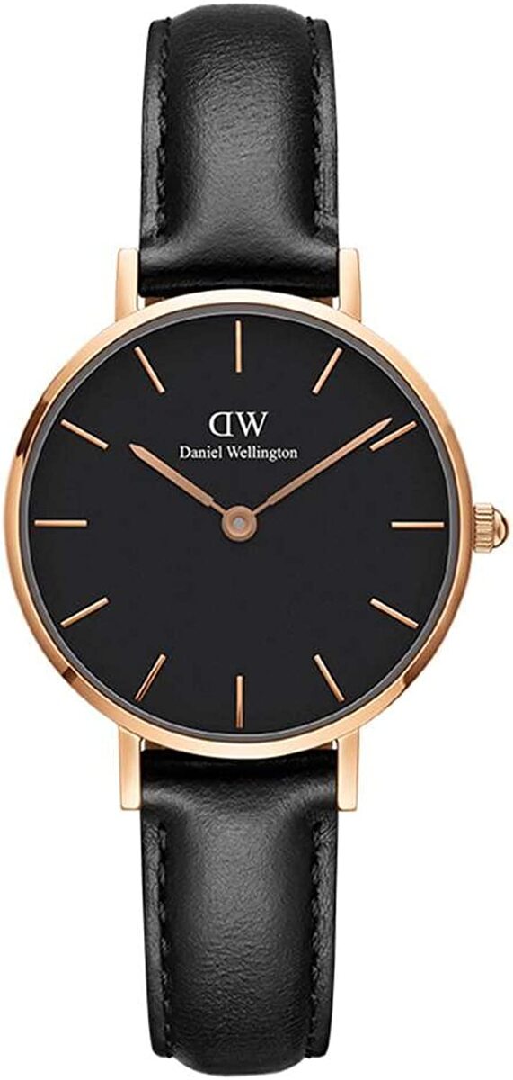 Daniel Wellington 腕時計　DW00100224　ダニエルウェリントン　PETITE SHEFFIELD　 Black 28mm ローズゴールドケース ブラックフェイス　ブラックレザーベルト　アナログ　ビジネス　ユニセックス　記念日　プレゼント　並行輸入品