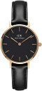 Daniel Wellington 腕時計 DW00100224 ダニエルウェリントン PETITE SHEFFIELD Black 28mm ローズゴールドケース ブラックフェイス ブラックレザーベルト アナログ ビジネス ユニセックス 記念日 プレゼント 並行輸入品