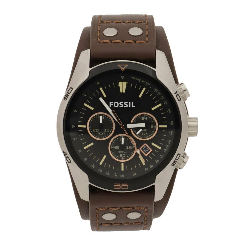 フォッシル FOSSIL 腕時計 CH2891 フォッシル　COACHMAN　コーチマン 　クロノグラフ クオーツ 44mm ブラック　ブラウンレザーベルト　防水 カジュアル スポーティー　プレゼント 並行輸入品