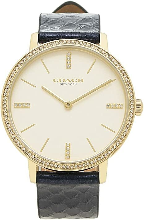 COACH 腕時計 14503351 コーチ オードリー 35MM クォーツ ホワイト ゴールド ブルーレザーベルト 日常生活防水 アナログ 時計 ウォッチ 新生活 並行輸入品 プレゼント オフィス ビジネス 記念日