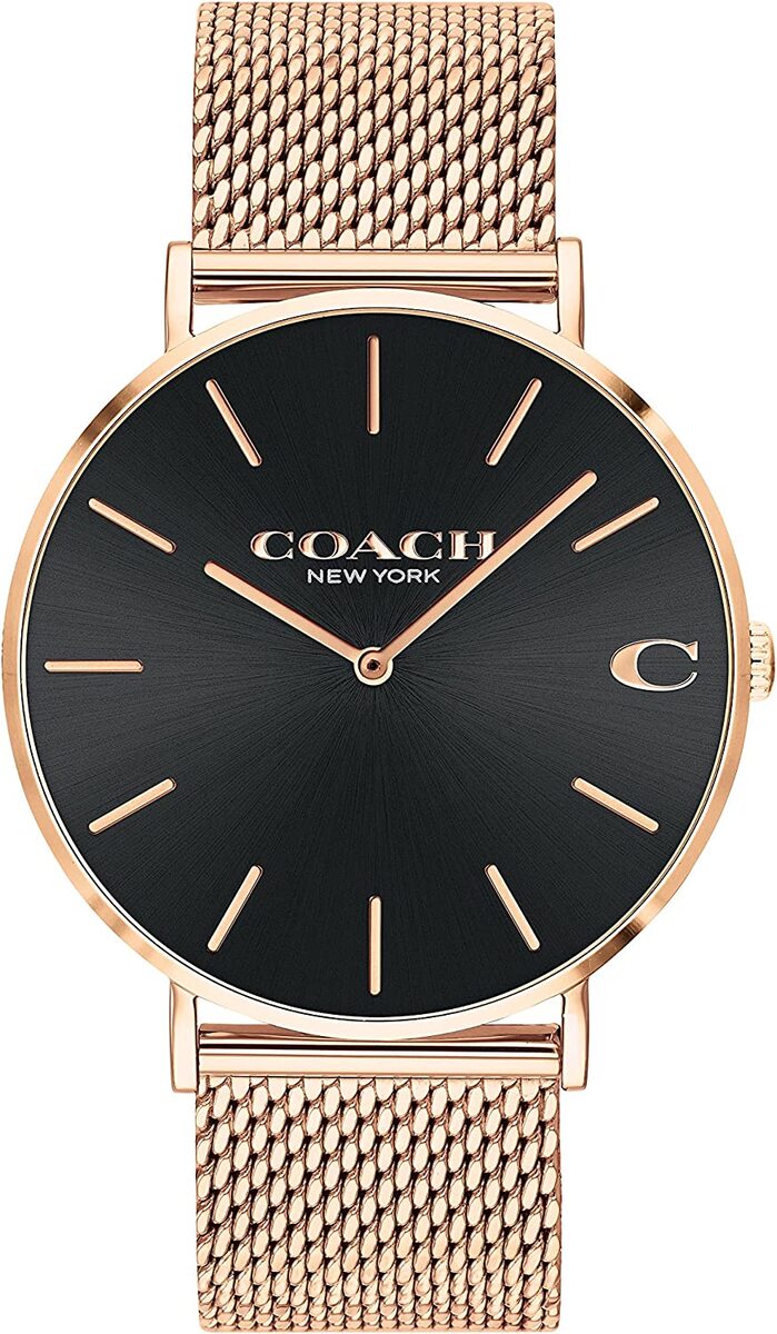 コーチ 腕時計（レディース） COACH 腕時計 14602552　コーチ　チャールズ 41mm クォーツ ブラック　ローズゴールドベルト メンズ　レディース　日常生活防水 アナログ 時計 ウォッチ 新生活　並行輸入品　プレゼント　クオーツ オフィス ビジネス　記念日