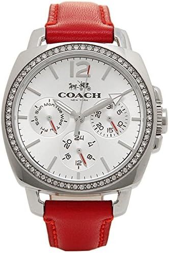 コーチ 腕時計 COACH 腕時計 14502171　コーチ　BoyFriends ボーイフレンド シルバー　クロノグラフ　 34mm レッドレザー レディース　日常生活防水 アナログ 時計 ウォッチ 新生活　並行輸入品　プレゼント　クオーツ オフィス ビジネス　記念日